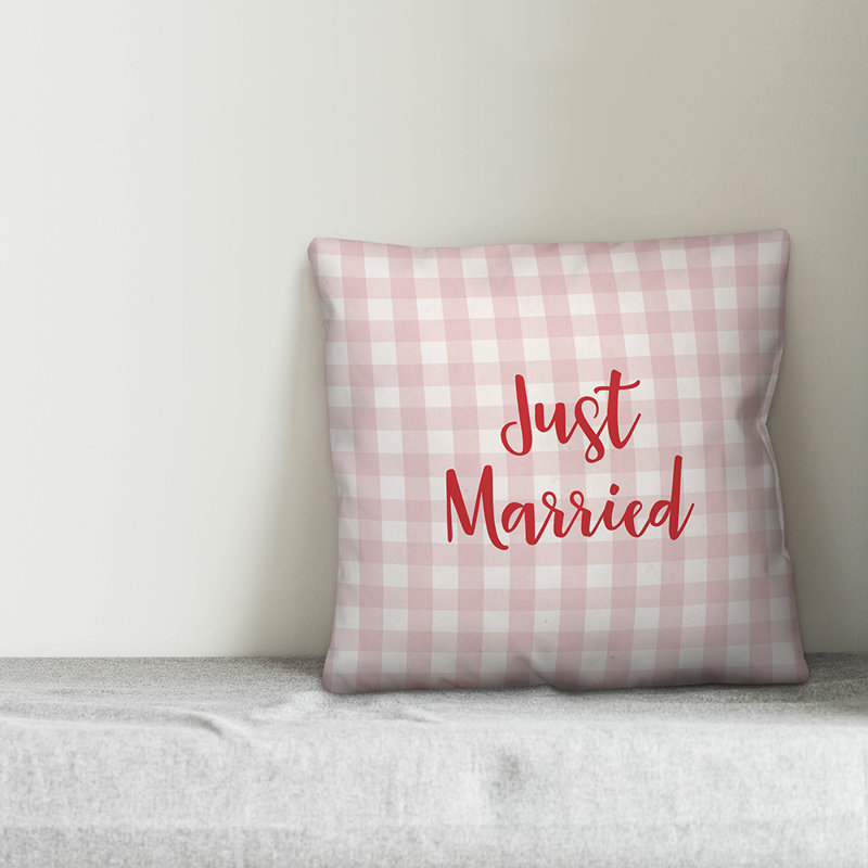  Coussin Just Just Married, Rose / Rouge, Housse de coussin