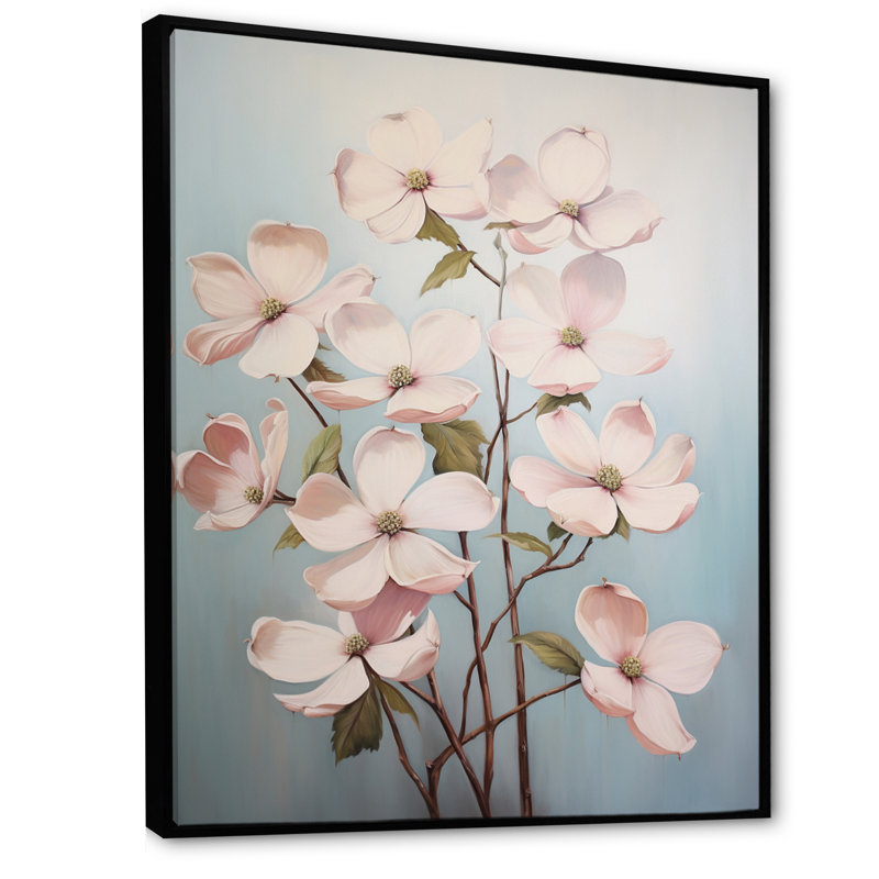 Impression de cornouiller blanc III - impression, H 40 po x l 30 po x P 1,5 po, Cadre flottant noir