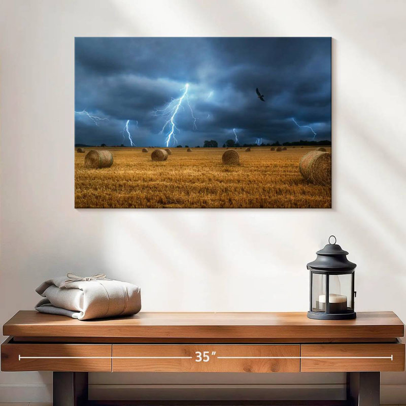 Lightning Over Field, 16" H x 24" W