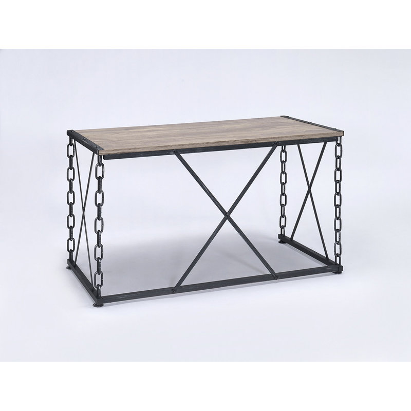 Bureau d'écriture rectangulaire - Plateau en mélamine robuste en chêne, pieds en métal industriels, élégant et peu encombrant, capacité de poids de 100 lb