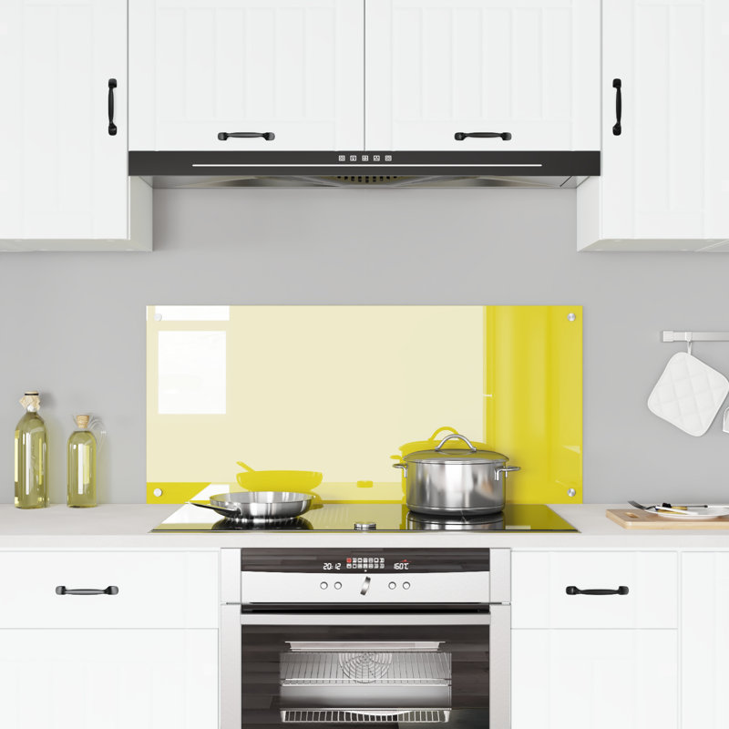 Kitchen Backsplash Tempered Glass, 50 x 110 cm, White