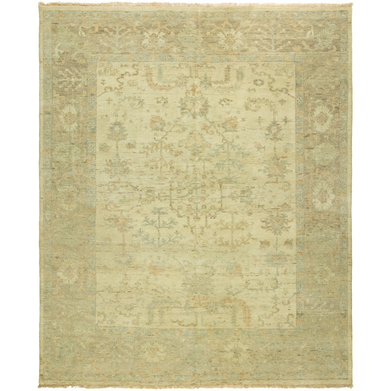 Prejean Wool Oriental Area Rug in Ivory/Gold, Rectangle 4' x 6'
