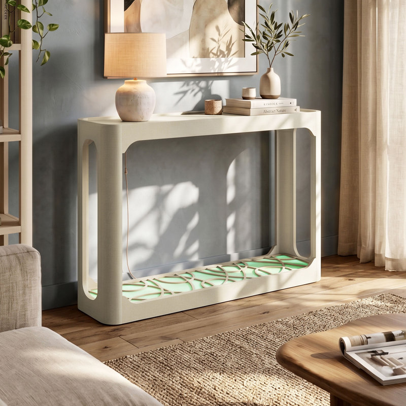 Console à DEL 47 po avec plateau Nolan, Crème