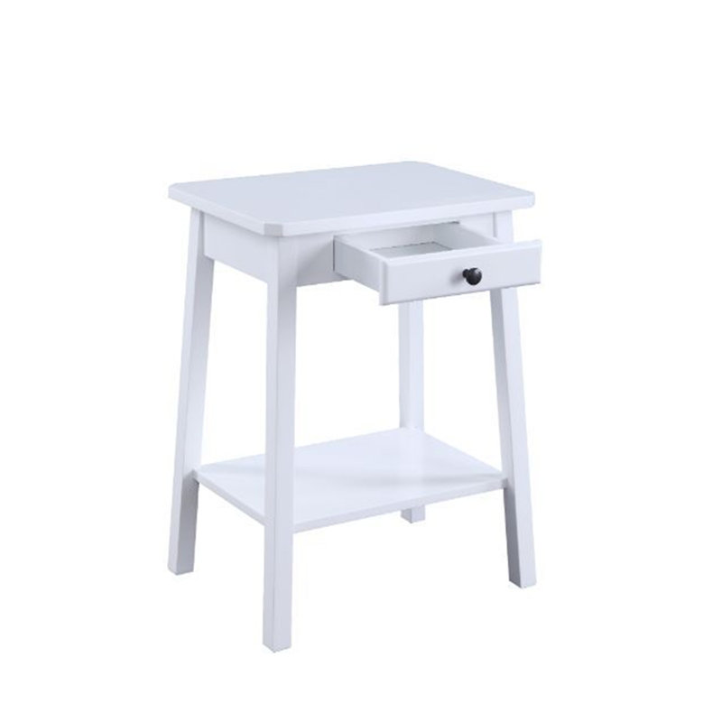End Table with Storage,Romantic Classic Side Tabe, White