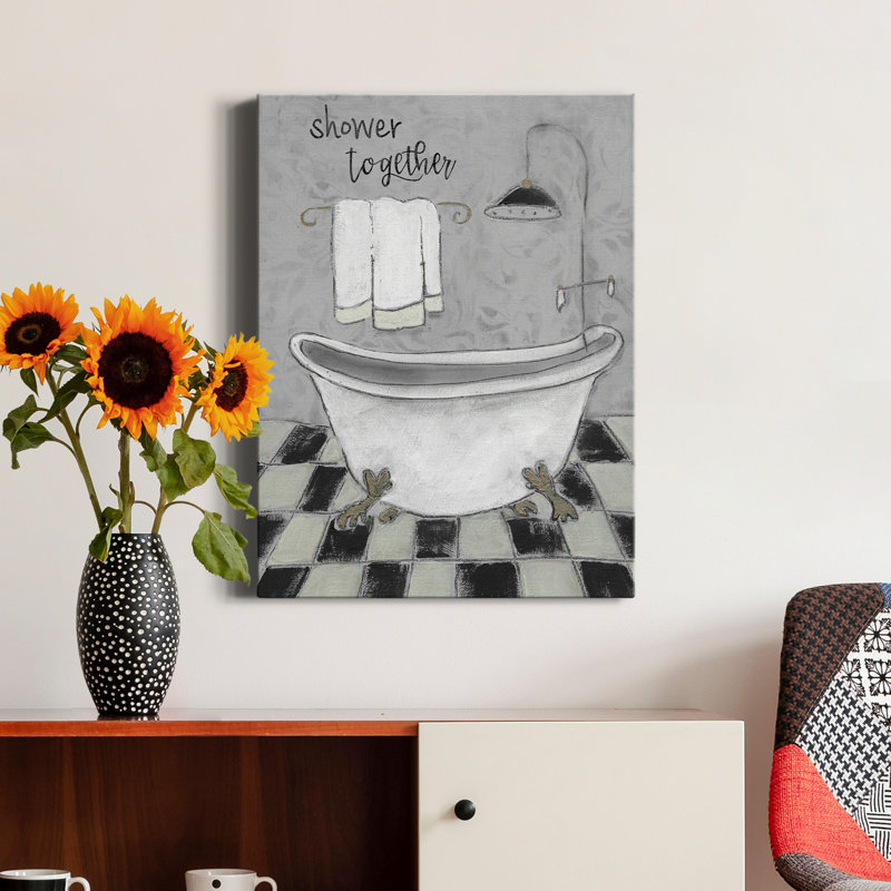«Shower Together Bath» par Carol Robinson, reproduction d'art sur toile tendue, H 40 po x l 30 po x P 1 po