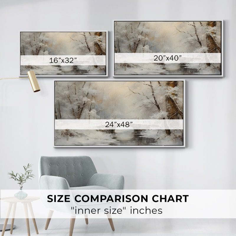 Série paysage - CMXCII - Toile tendue avec châssis encadré - Prêt à être accroché, H 17 po x l 33 po, Blanc