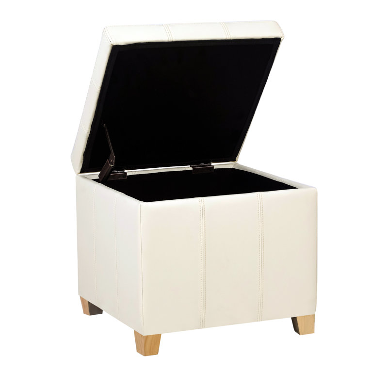 Repose-pieds de rangement carré en similicuir de 18,3 po de largeur, Similicuir bois