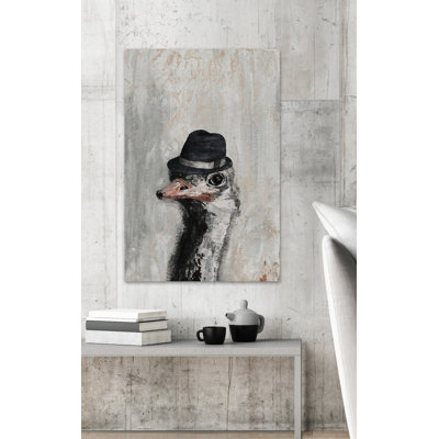 Mister Ostrich - Wrapped Canvas Rectangle Painting