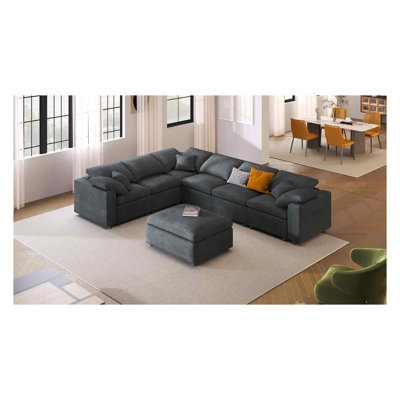 Canapé modulaire en chenille modulaire 7 places avec repose-pieds 120,8 po U_Style