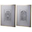 De 2 œuvres d'art murales avec crayon, 24 po x 32 po, motifs de portes ornées, paire d'éléments décoratifs en plastique argenté 24 po x 32 po, décor architectural, croquis, mise en valeur