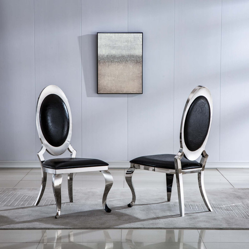 Dining Chair With Oval Backrest, Gold, Black
