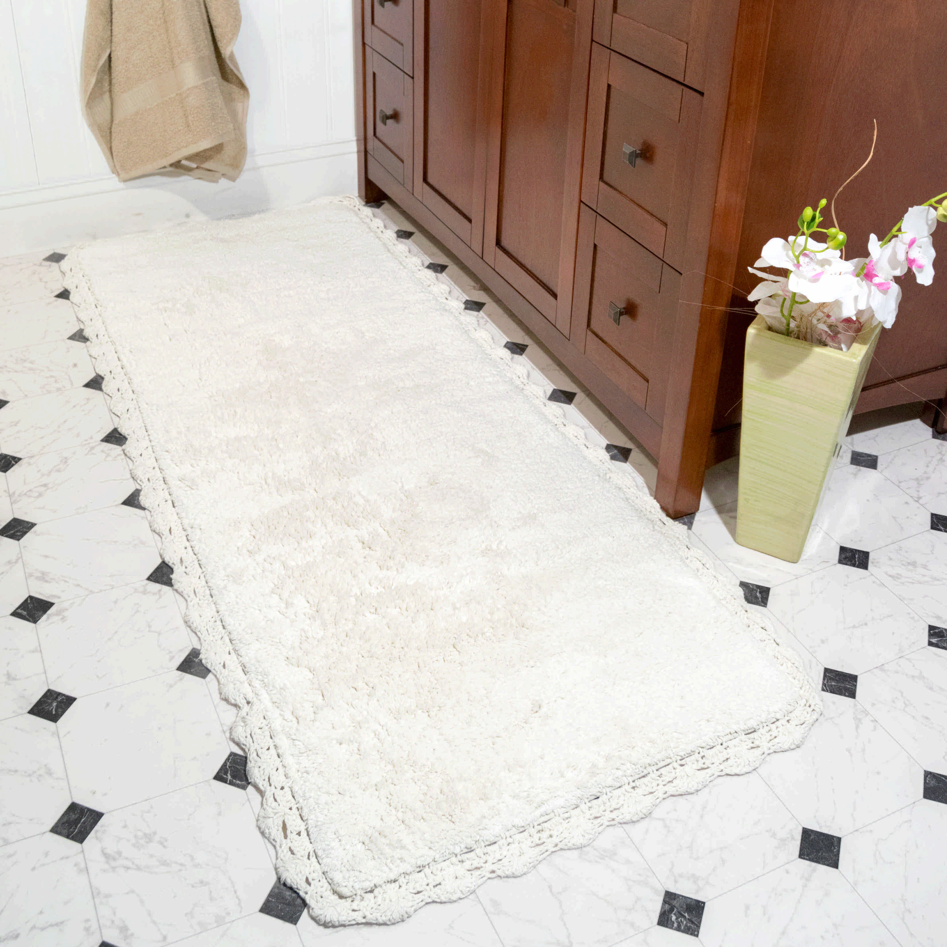 Ivory Ebern Designs Fromma Multiple 100% Cotton Reversible Bath Rug & Reviews | Wayfair