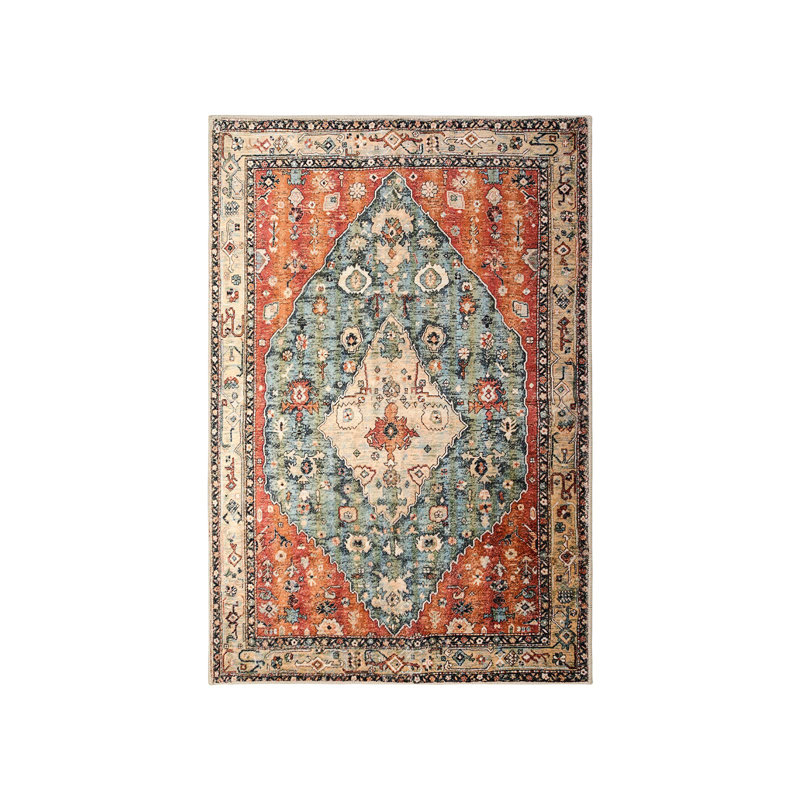 Watte Boho Tribal Washable Area Rugs Living Room, Soft Bedroom Rug Non Slip Dining Room Rugs for Under Table,Oriental Vintage Throw Carpet for Famliy Room