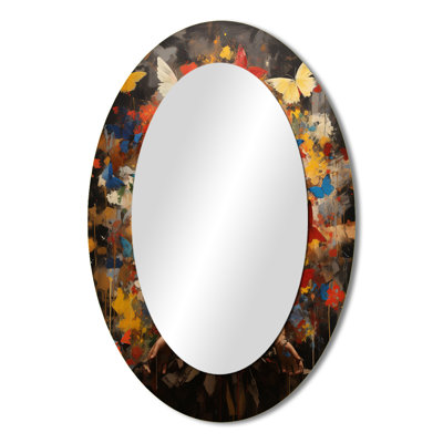 Hippie Woman Renaissance Botanicals I - Yellow Modern Oval Wall Mirror