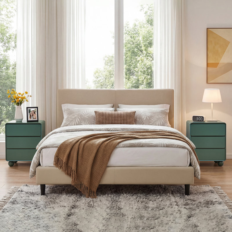 23.6''W 3-Drawer Nightstand, Green