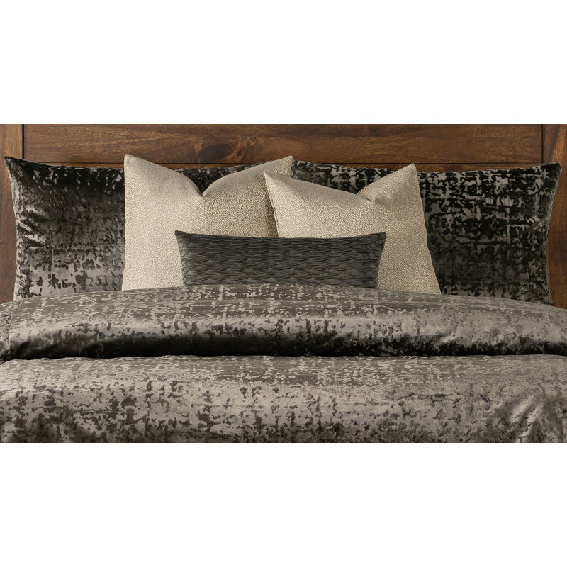 Crushed Velvet Duvet Cover and Insert Set, Cal. King Duvet + 6 Additional Pieces, Brunette