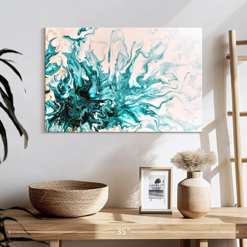 Avery Turquoise Dynamic Abstract, 16" H x 24" W