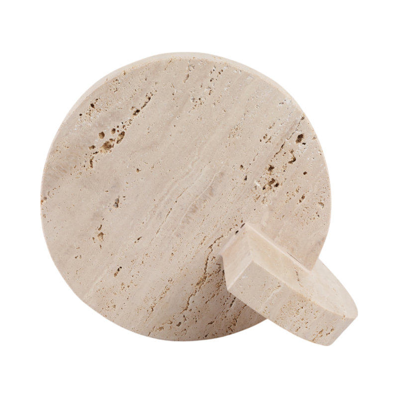 Modern Geometric Travertine Stone Sculpture Abstract Decorative Accent for Shelves, Mantels, and Tabletops - Handcrafted Minimalist Art Piece Contemporary Home and Office Decor Statement
