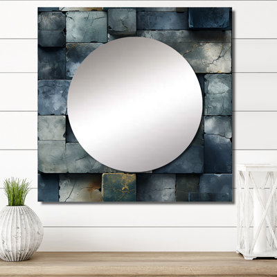 Architectural Concrete Wall Illusion III - Modern Square Mirror For Wall Art Decor