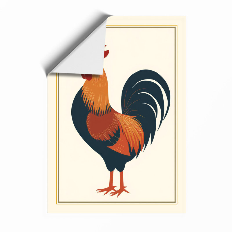 Proud Rooster Retro - Framed Print, A2 - 59.4 x 42.0 cm, Unframed