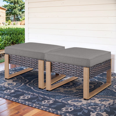 Kelyse Outdoor Ottoman with Sunbrella® Cushion