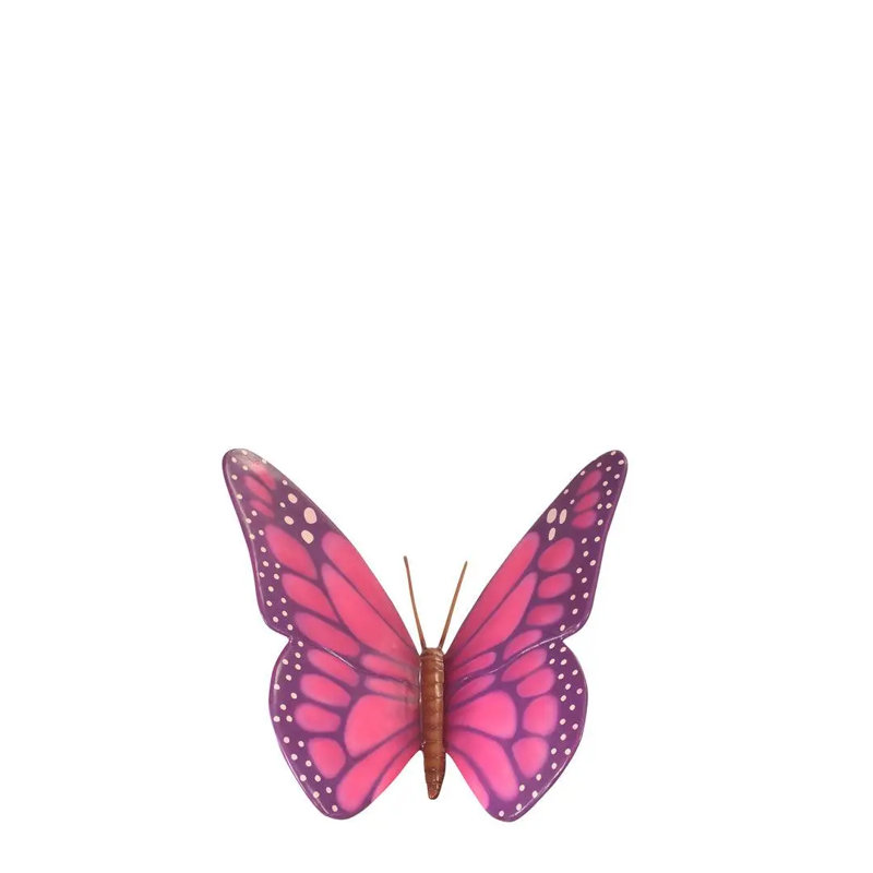 Statue insecte papillon surdimensionné, Brun / blanc / rose / mauve