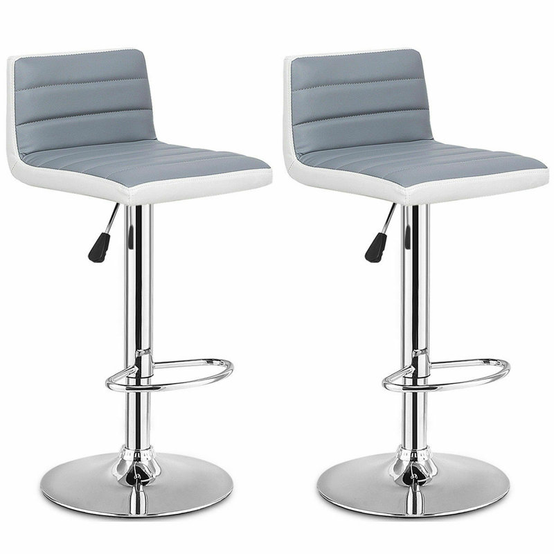 Olcay   Swivel Upholstered Adjustable Height Counter Stool with Metal Frame