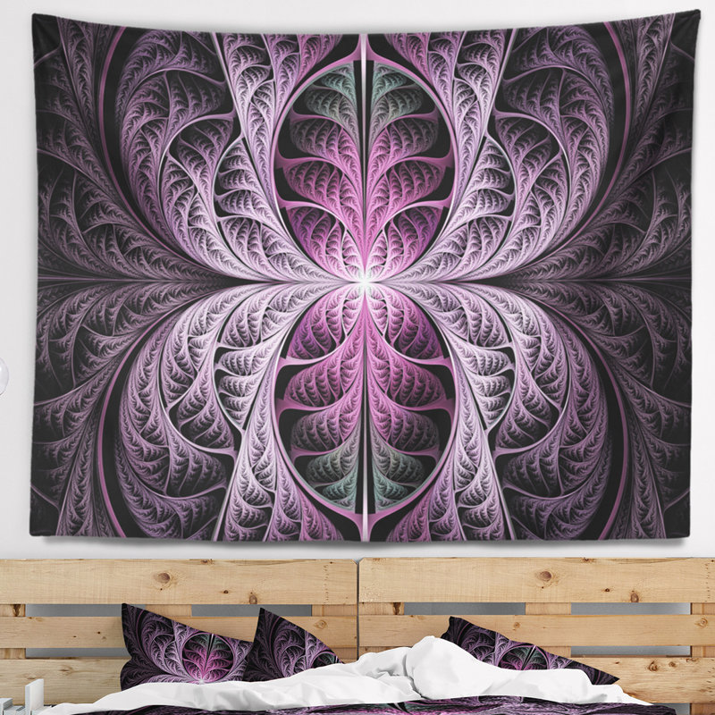 Tapisserie abstraite en verre coloré mauve mauve, H 68 po x l 80 po