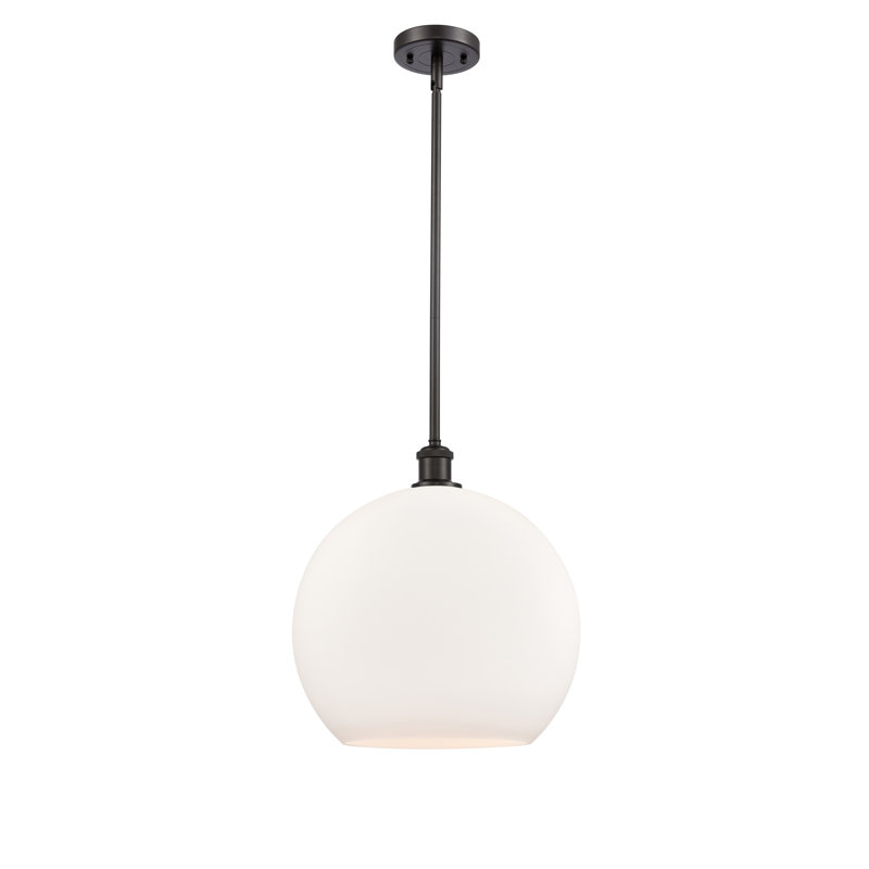 Luminaire suspendu sphère 1 lumière Cindi, Blanc, H 16,38 po x l 13,75 po x P 13,75 po, Bronze huilé