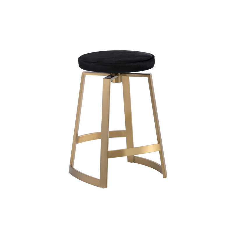 Abdullah Swivel Upholstered Stool with Metal Frame