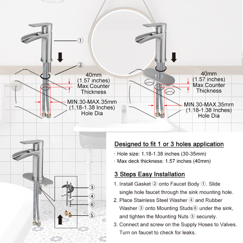 Single-Hole Single-handle Bathroom Faucet with Drain Assembly, Brushed Nickel