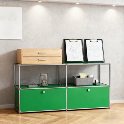 Modern Modular Metal Storage Cabinet with Adjustable Shelves, Multipurpose Office Storage Organizer with Soft-Close Doors, Heavy-Duty Steel Cabinet for Home Office, Living Room, Entryway or Kitchen