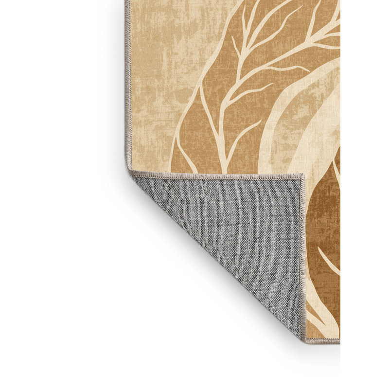 Tapis rustique beige chou lavable à la machine - reliure beige, 2 pi x 3 pi