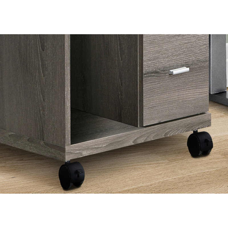 Unité de tiroir de bureau contemporaine à roulettes - Taupe foncé et espace de rangement moderne