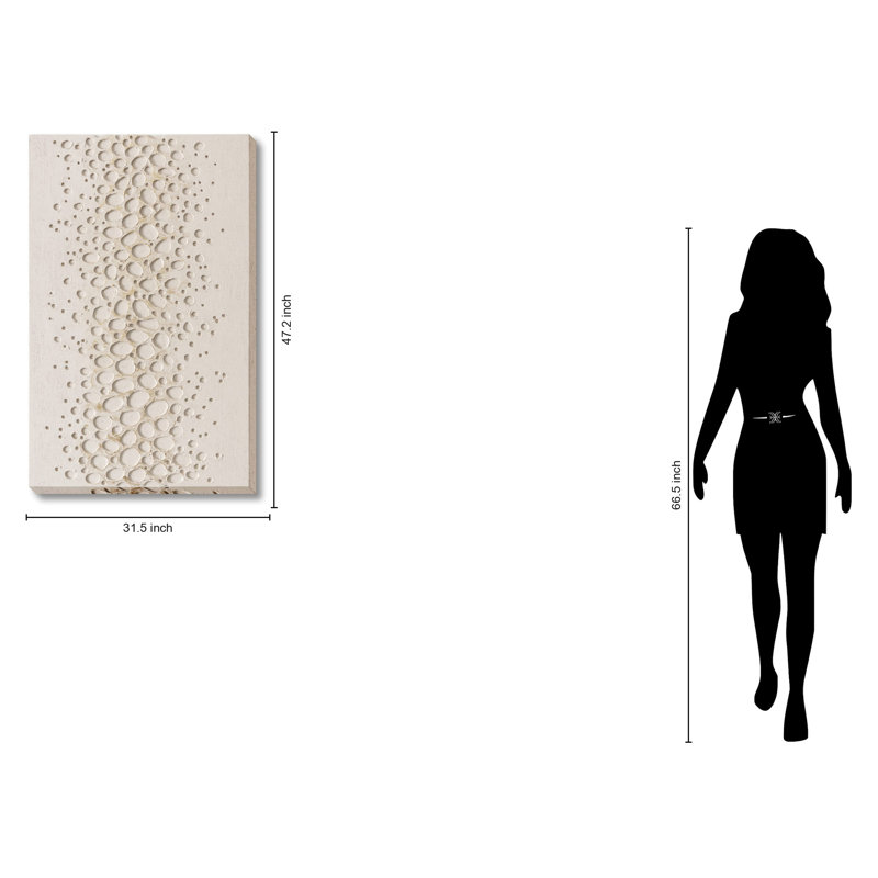 Toile texturée texturée cascade de bulles ivoire - 32 po x 47 po