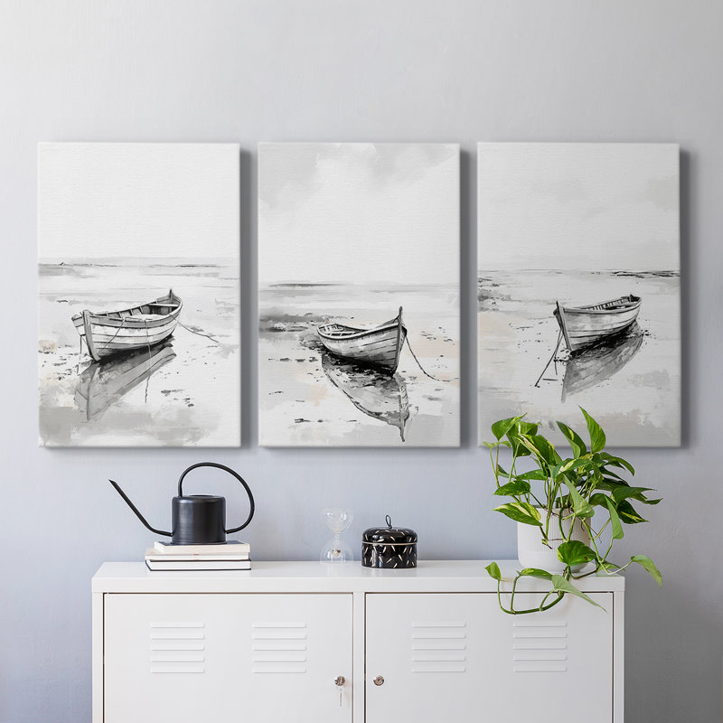Série Sea and Shore CXVII - Ensemble de toiles tendues avec châssis Premium - Prêt à être accroché