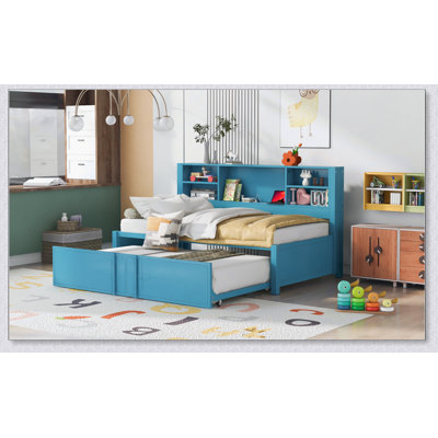 Lit de jour en métal avec couchette, tablettes de rangement et ports USB