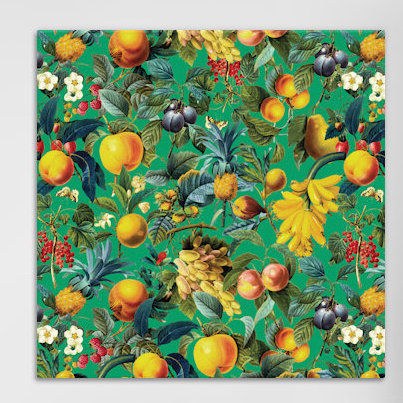 Motif de fruits, impression sur toile tendue, H 37 po x l 37 po x P 1,5 po, Papier d'art encadré noir, Pas de tapis