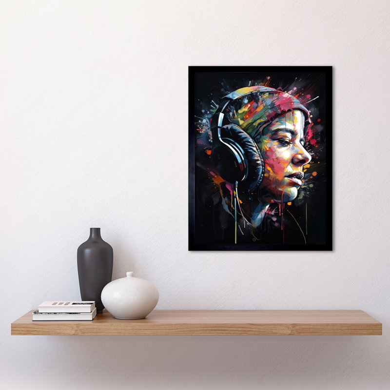 Jativa Lost In Melody Listening To Music Through Headphones - Single Picture Frame Print
