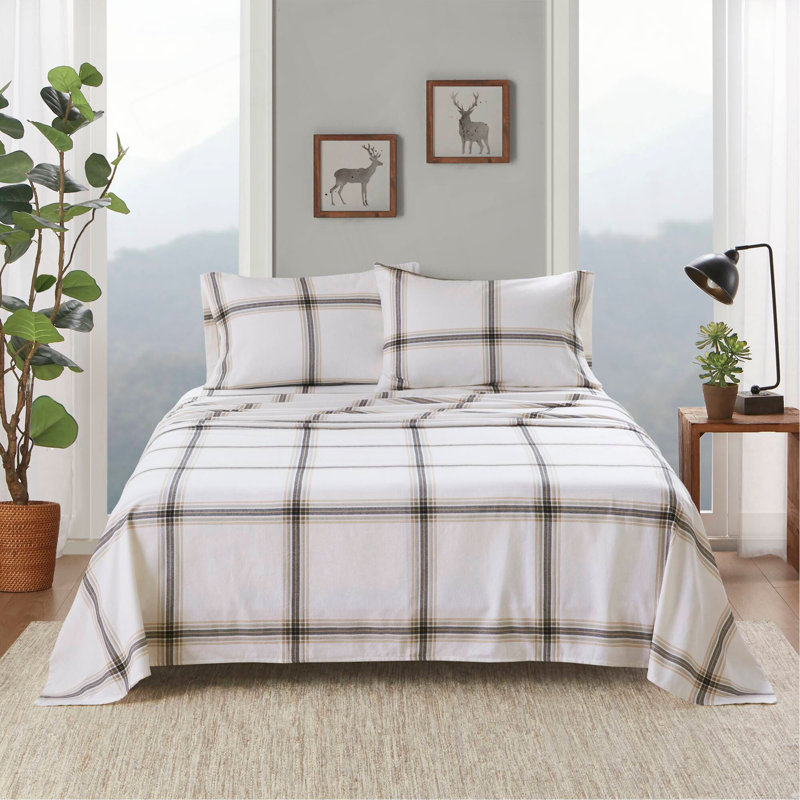 3 PCS Sheet Set Tan Plaid