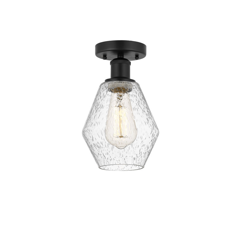 Plafonnier semi-encastré en verre Amylea, Noir mat, Grainé, H 10,25 po x l 6 po x P 6 po
