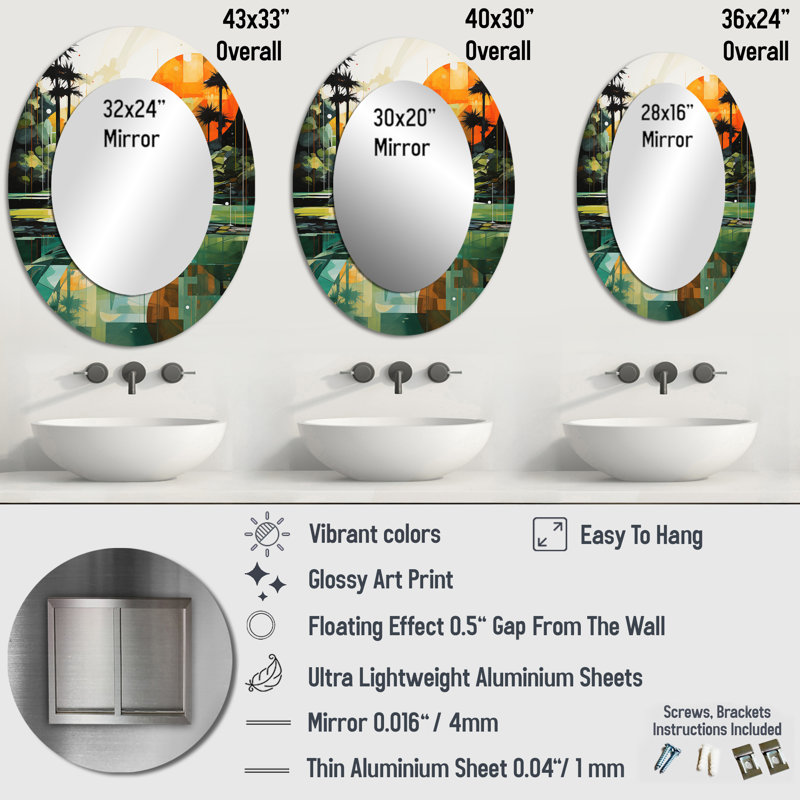 Golf Putting Paradise - Miroir mural ovale Country, 40 po x 30 po
