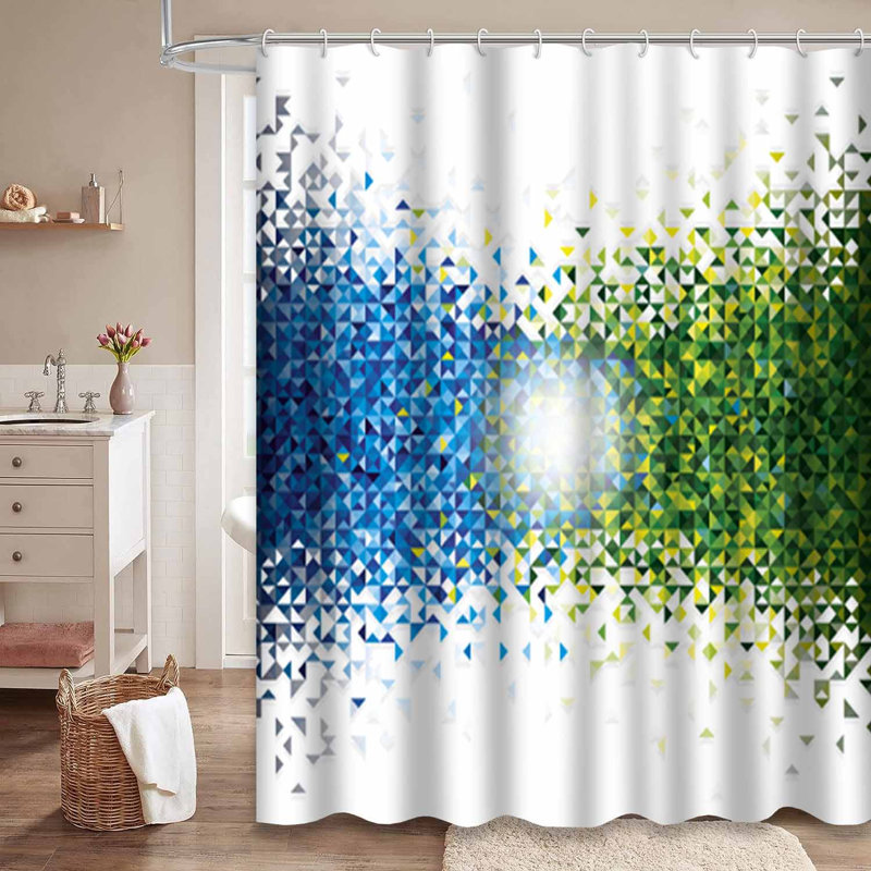 Rideau de douche Shades Green Triangles, L 72 po x l 78 po