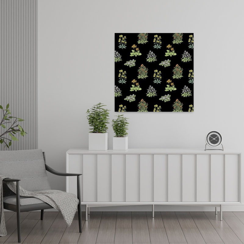 Art contemporain, art floral rétro, H 24 po x l 24 po