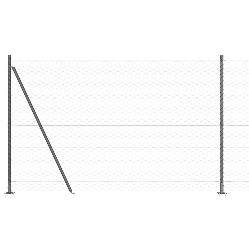 Vidaxl Hexagon Fence Steel, Grey, 160cm H x 2500cm W