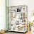 Anneliesse 4-Shelf Glass Display Cabinet with Mirrored Back, 3-Column Tempered Glass Display Case-133601477