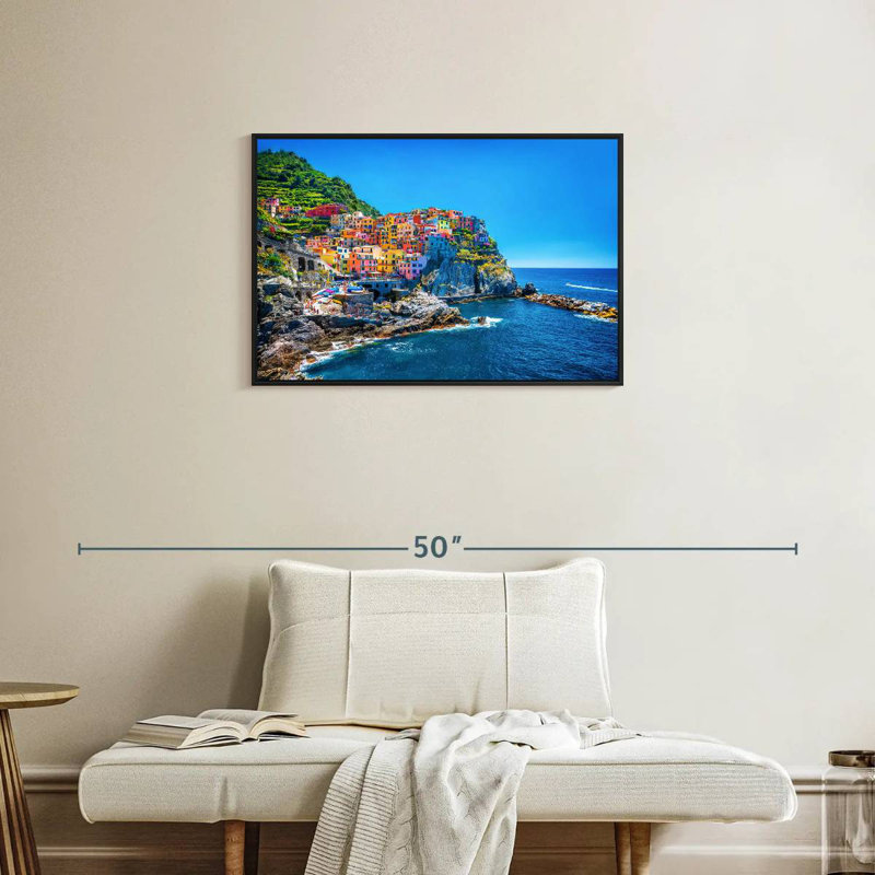 Cinque Terre, bord de mer, Cadre flottant noir, 31 po x 21 po