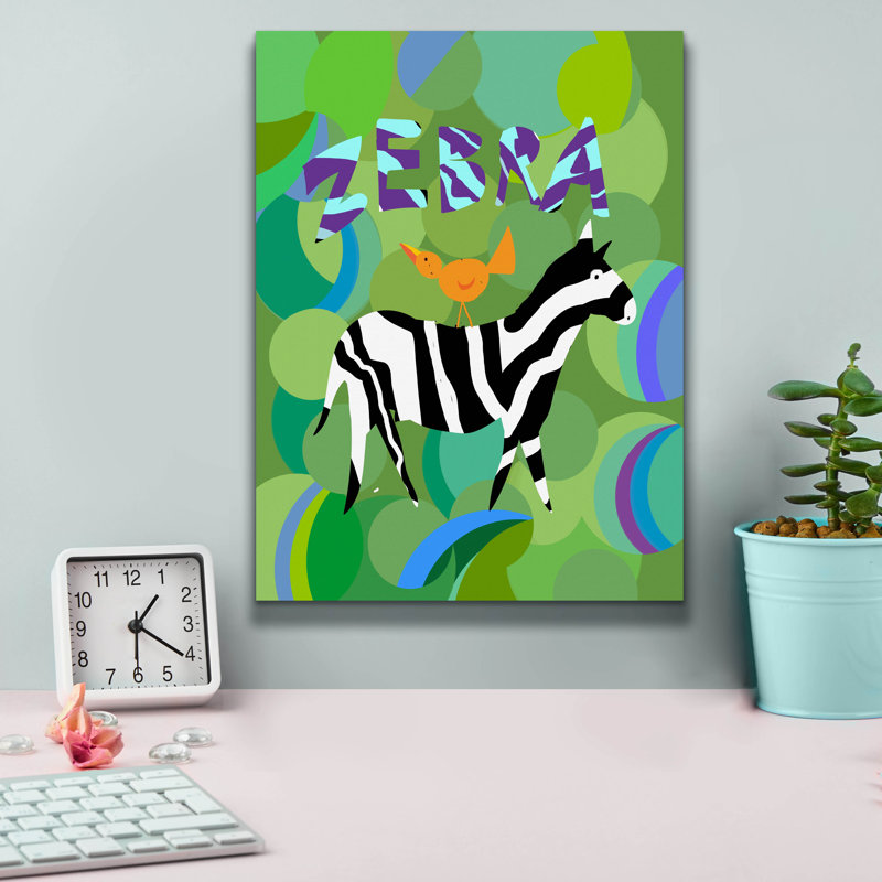 «Zebra» par Holly McGee, art mural sur toile, H 16 po x l 12 po x P 0,75 po