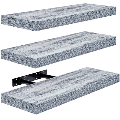 Sorbus 16" Long Floating Shelves with Invisible Mounting - Set of 3, Blue