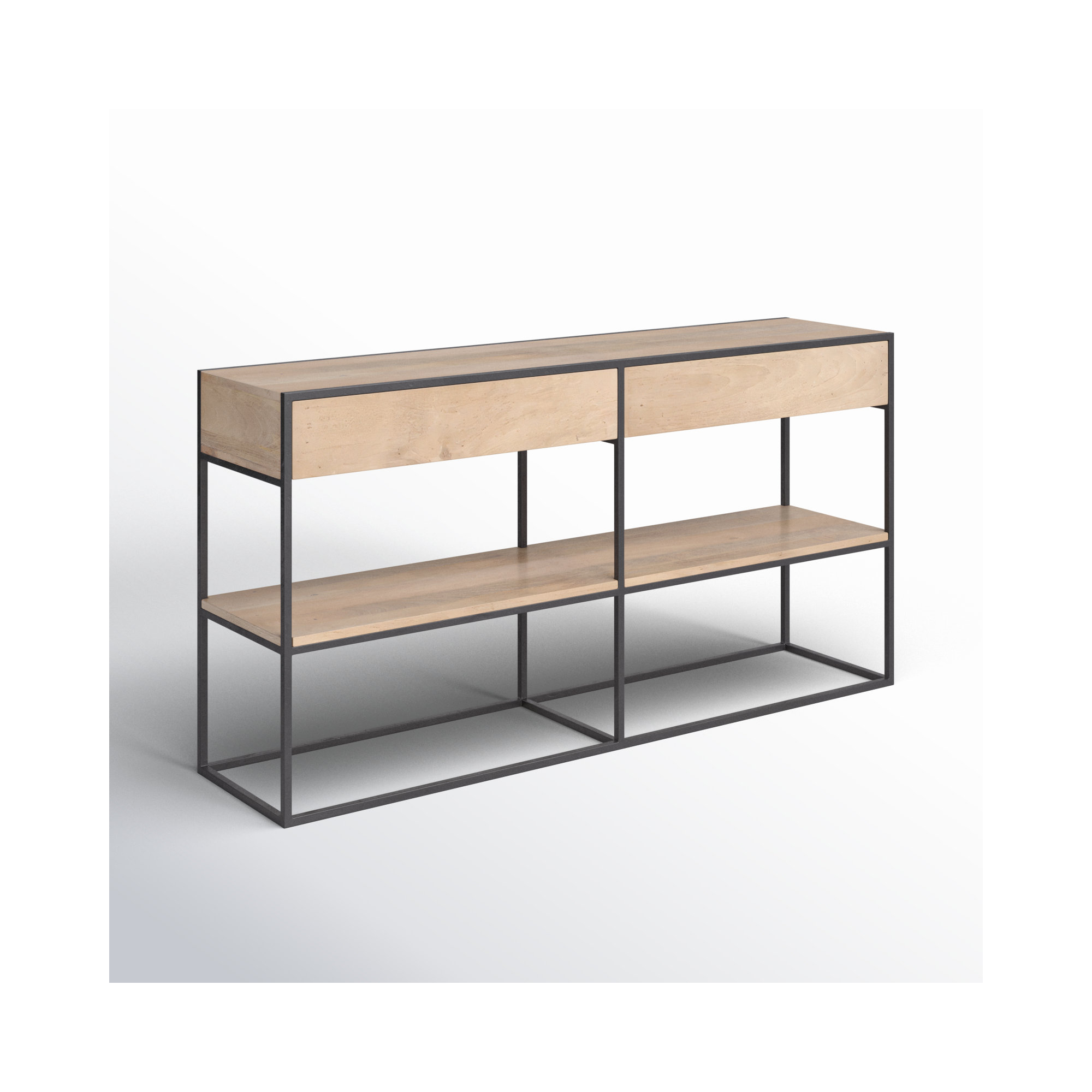 Ophelia 63'' Solid Wood Console Table, Black, Beige